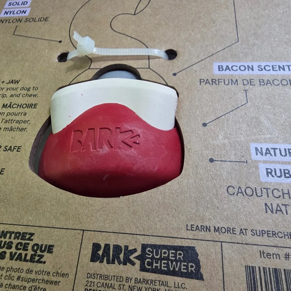 Bark Super Chewer Captains Hook Dog Toy Small Red New Bacon Scent
